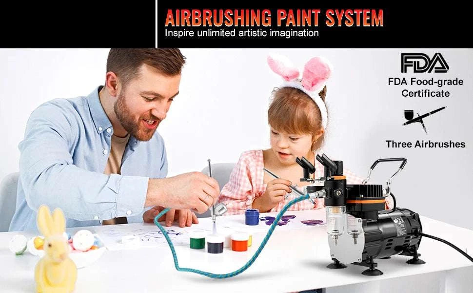 120W Dual-Action Airbrush Kit with Compressor for Art, Nails & DIY-spain