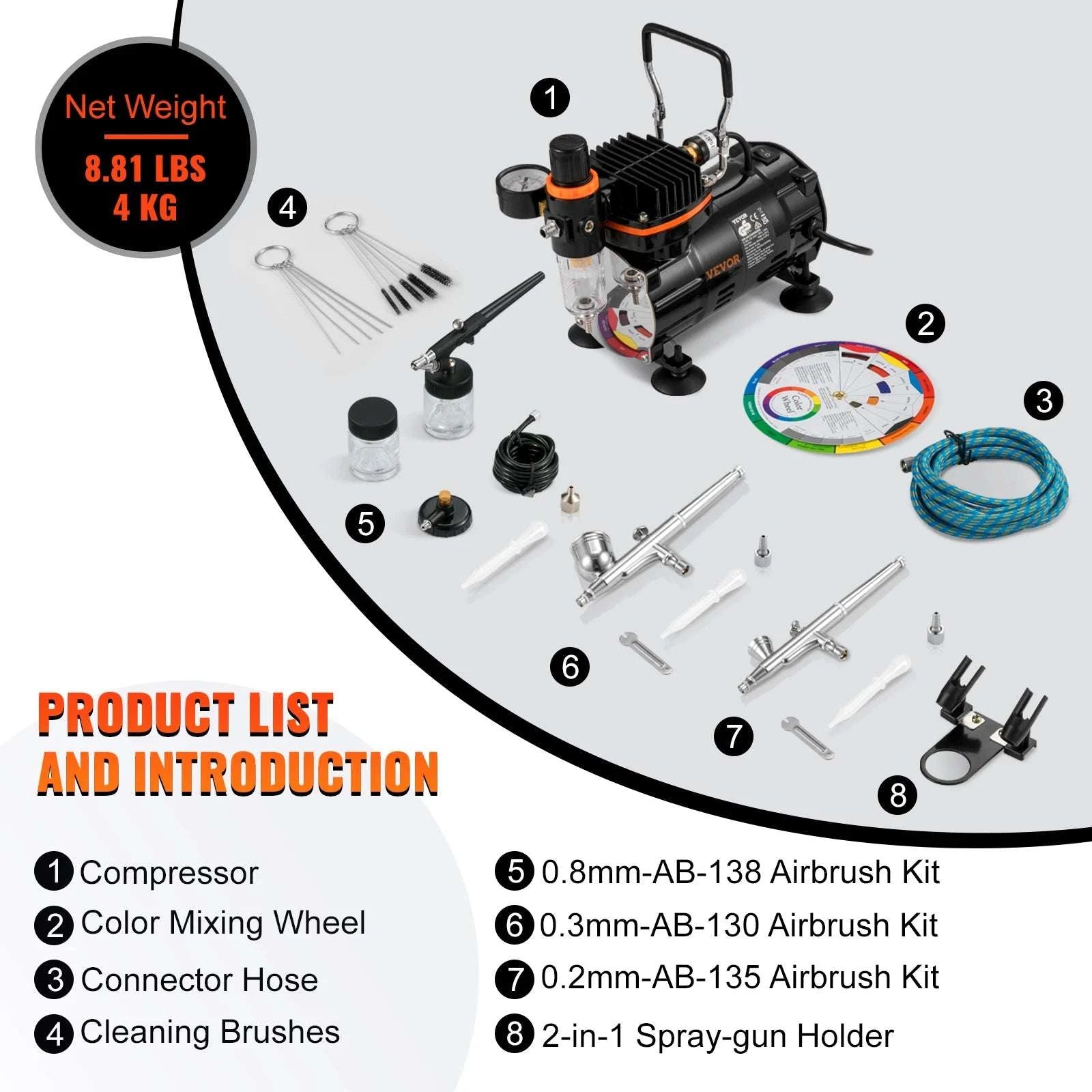 120W Dual-Action Airbrush Kit with Compressor for Art, Nails & DIY-spain