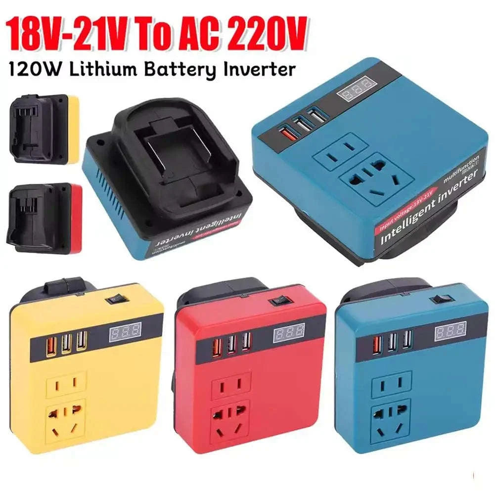 120W Electric Tool Battery Inverter DC 18V-21V to AC 220V-YELLOW