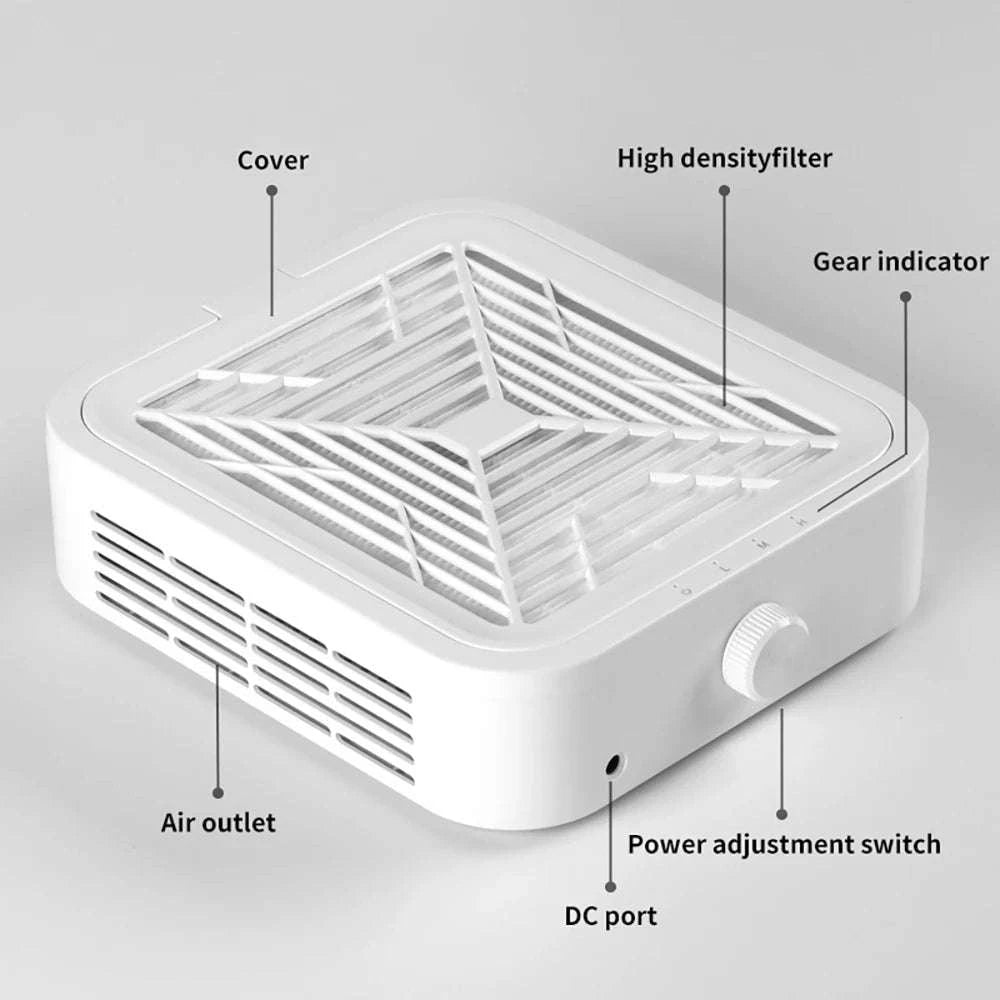 120W Nail Dust Collector with Adjustable Speed & Reusable Filter-FR-White / EU / france