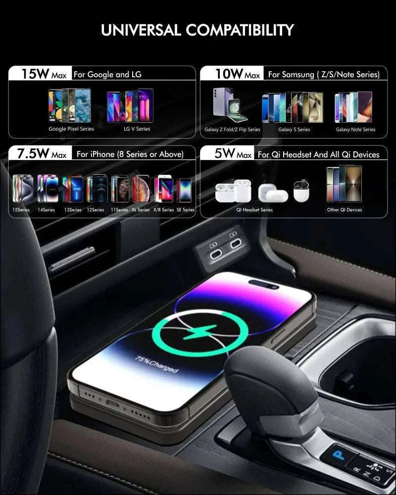 120W Wireless Car Charger Silicone Pad Stand for Fast Charging-With QC3.0 Charger