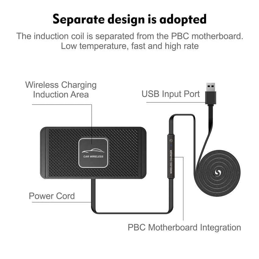 120W Wireless Car Charger Silicone Pad Stand for Fast Charging-With QC3.0 Charger
