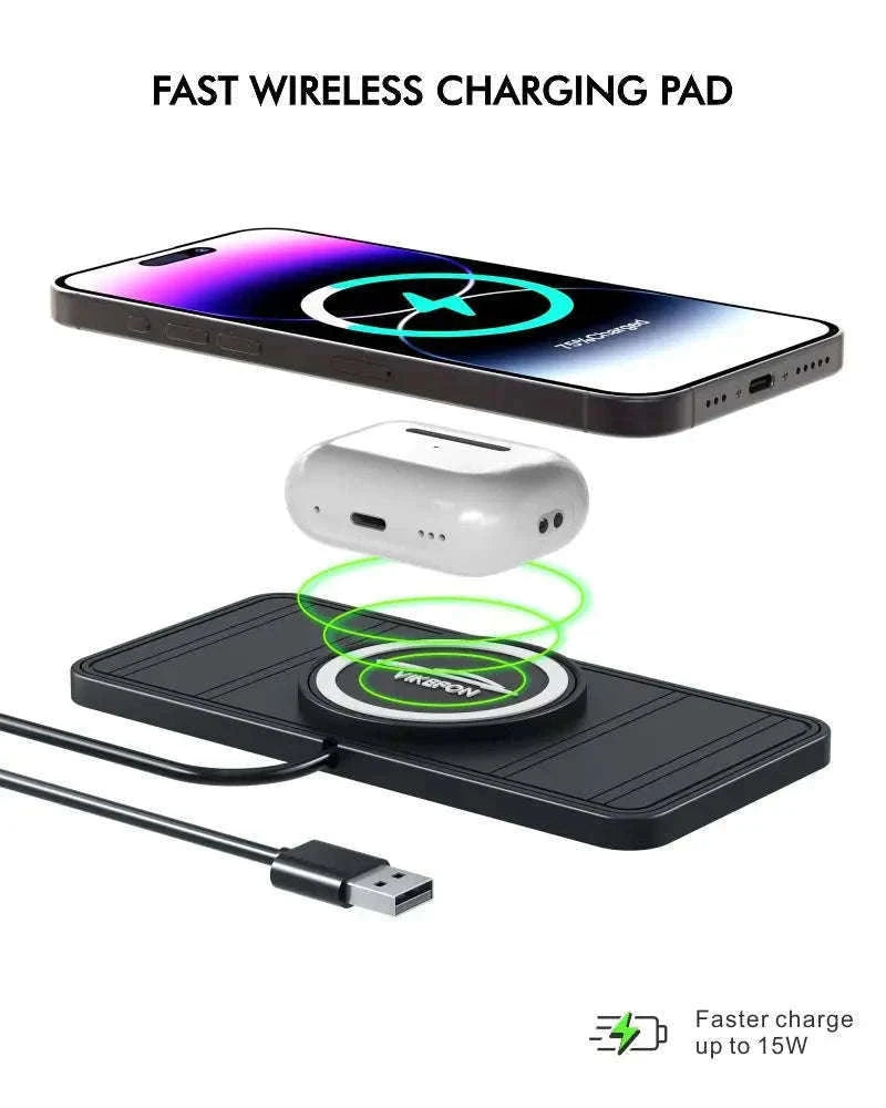 120W Wireless Car Charger Silicone Pad Stand for Fast Charging-With QC3.0 Charger
