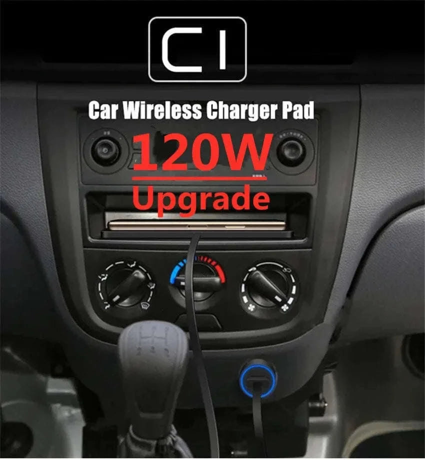 120W Wireless Car Charger Silicone Pad Stand for Fast Charging-With QC3.0 Charger