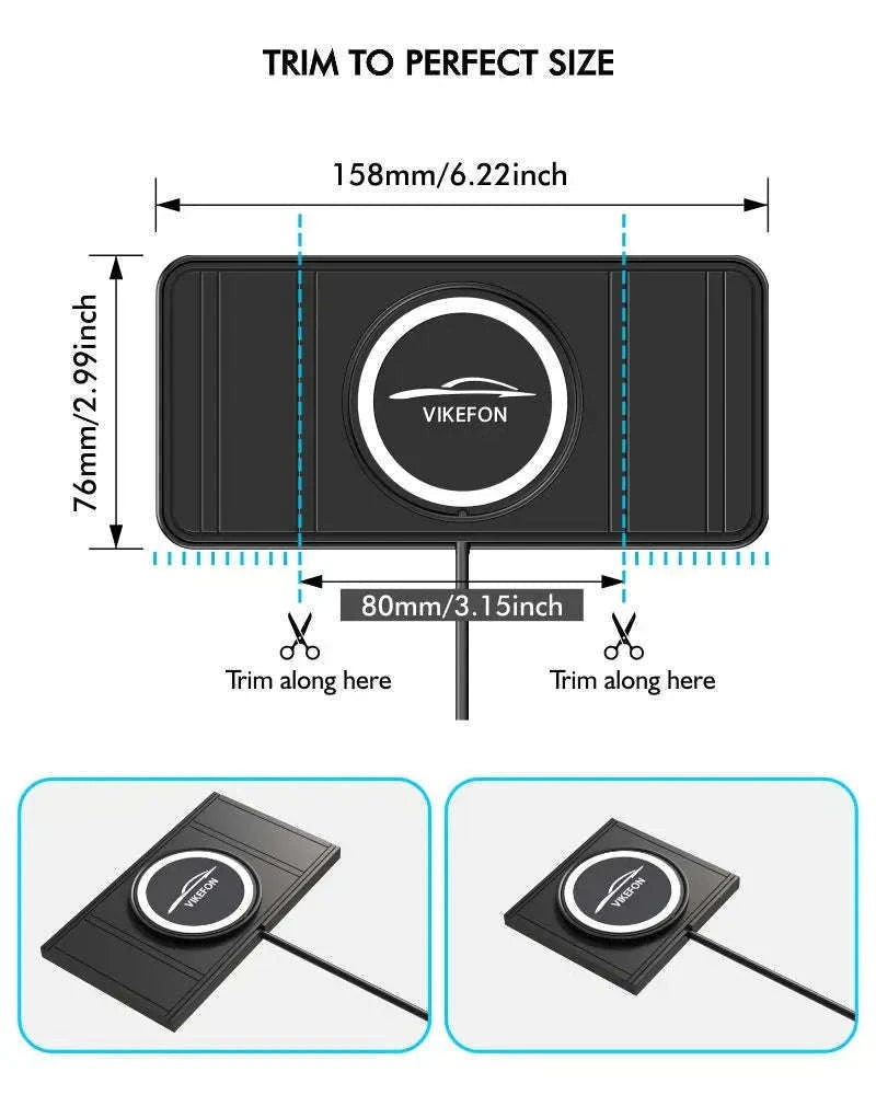 120W Wireless Car Charger Silicone Pad Stand for Fast Charging-With QC3.0 Charger