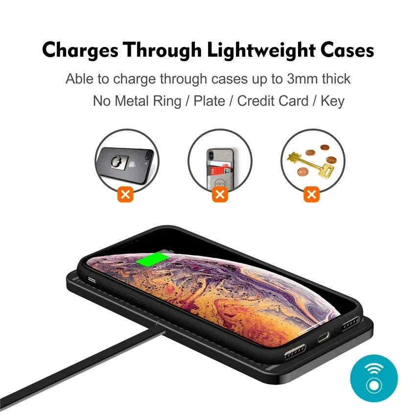 120W Wireless Car Charger Silicone Pad Stand-With QC3.0 Charger