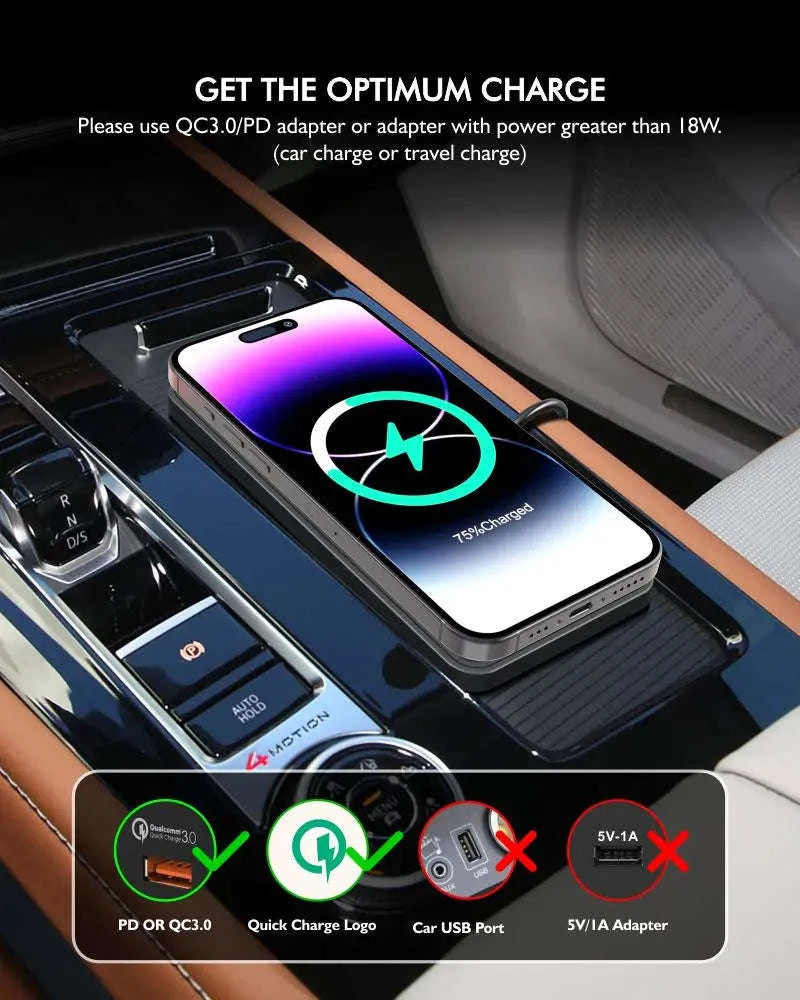 120W Wireless Car Charger Silicone Pad Stand-With QC3.0 Charger