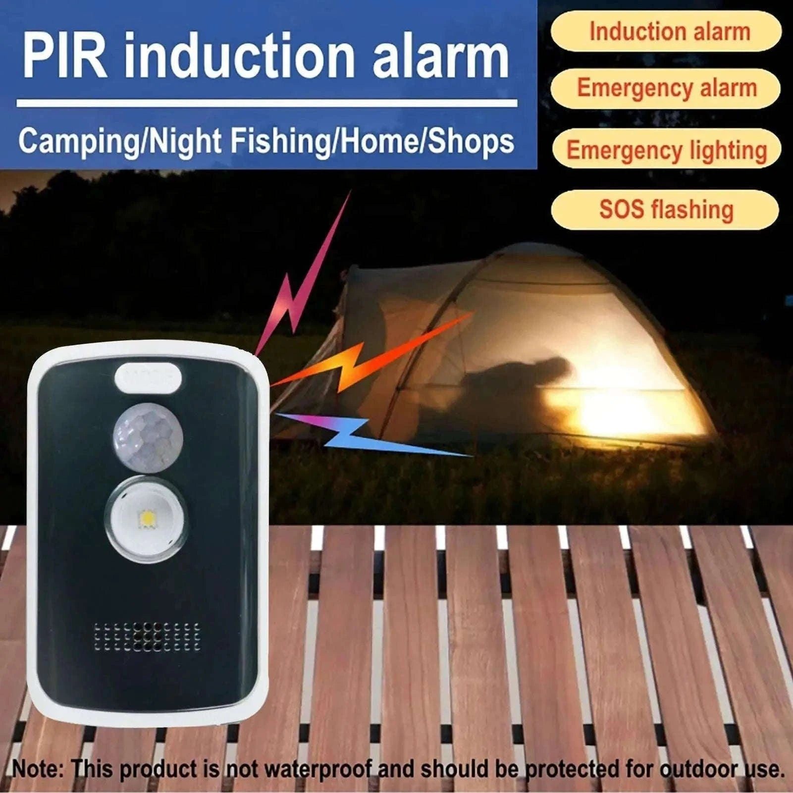 125dB Motion Sensor Alarm with Light Modes for Outdoor Security-As shown