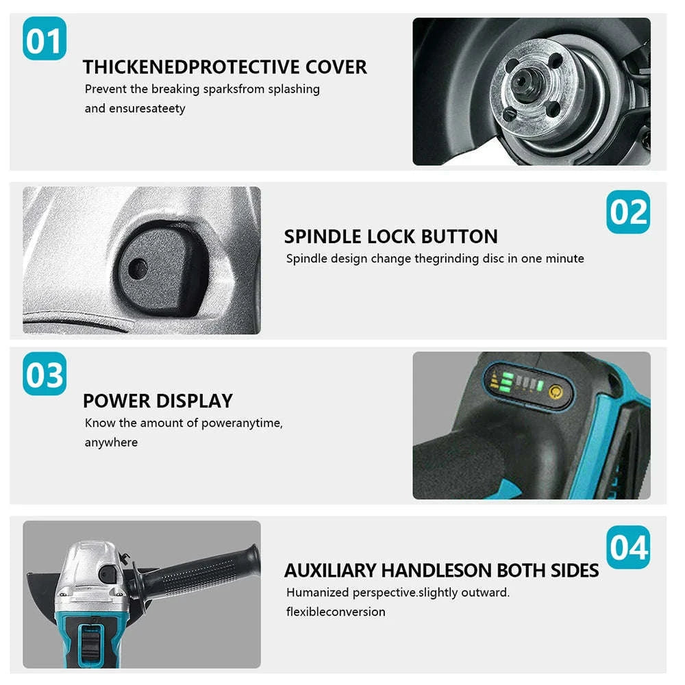 125mm Brushless Electric Angle Grinder and Impact Wrench Combo Kit-Germany