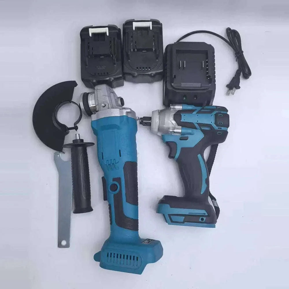 125mm Brushless Electric Angle Grinder and Impact Wrench Combo Kit-Germany