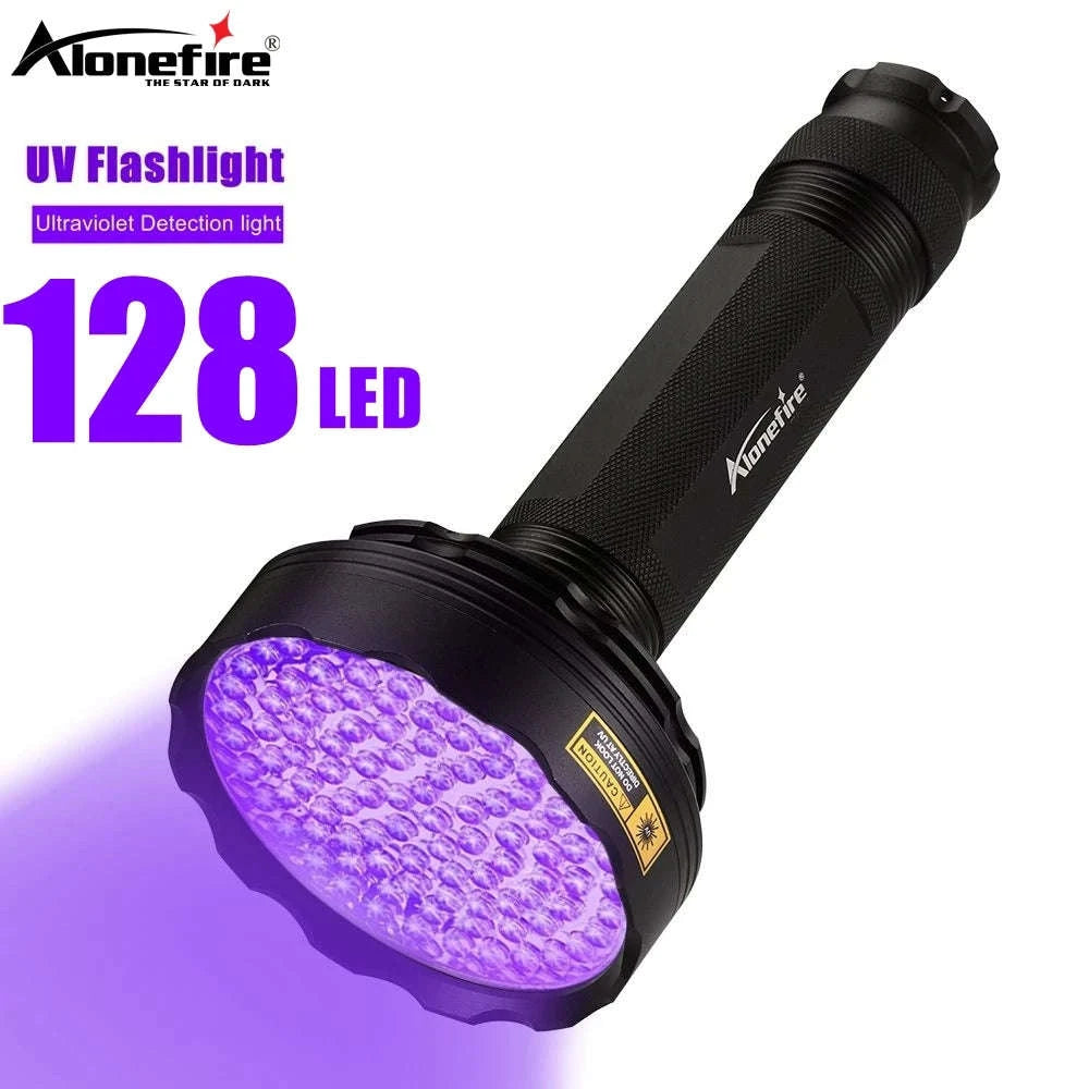 128 LED UV Flashlight High-Power Ultraviolet Torch-128UV 395nm / black