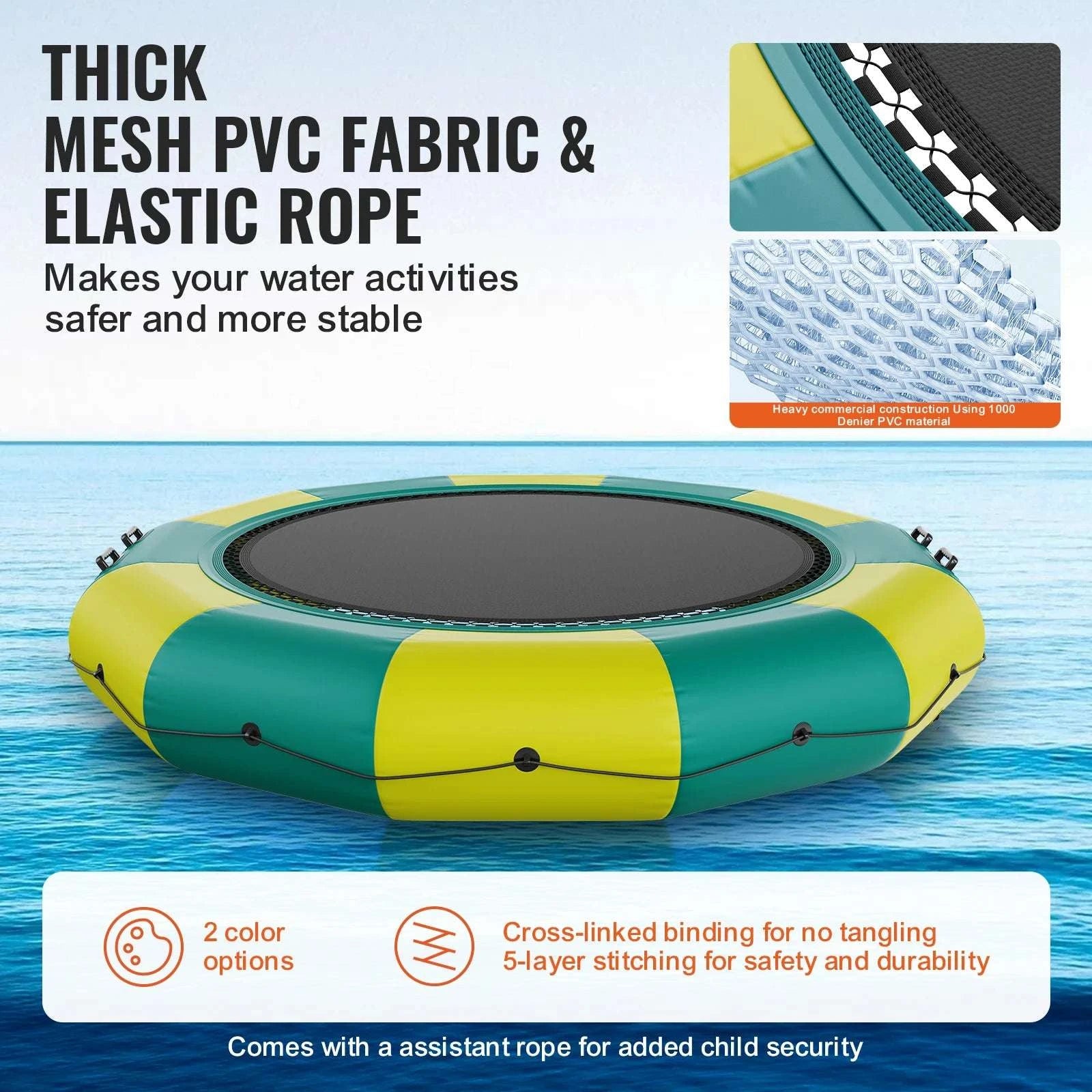 12ft Inflatable Water Trampoline with Slide & Ladder Swim Platform-green / United States