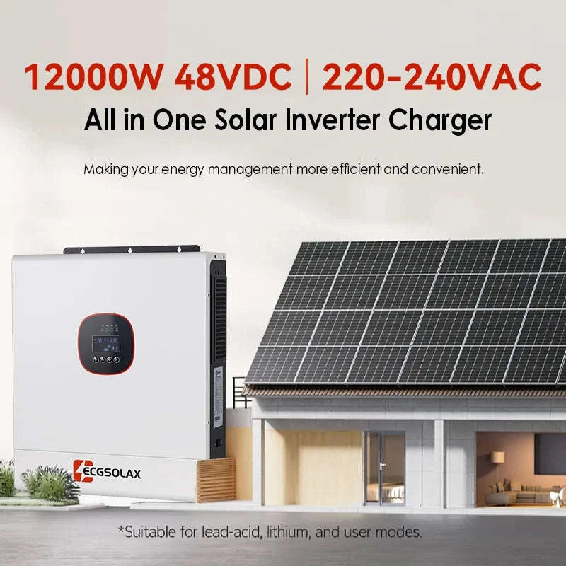 12kW Hybrid Solar Inverter 48V Dual MPPT Pure Sine Wave-220-240V / 12KW 48V / United States