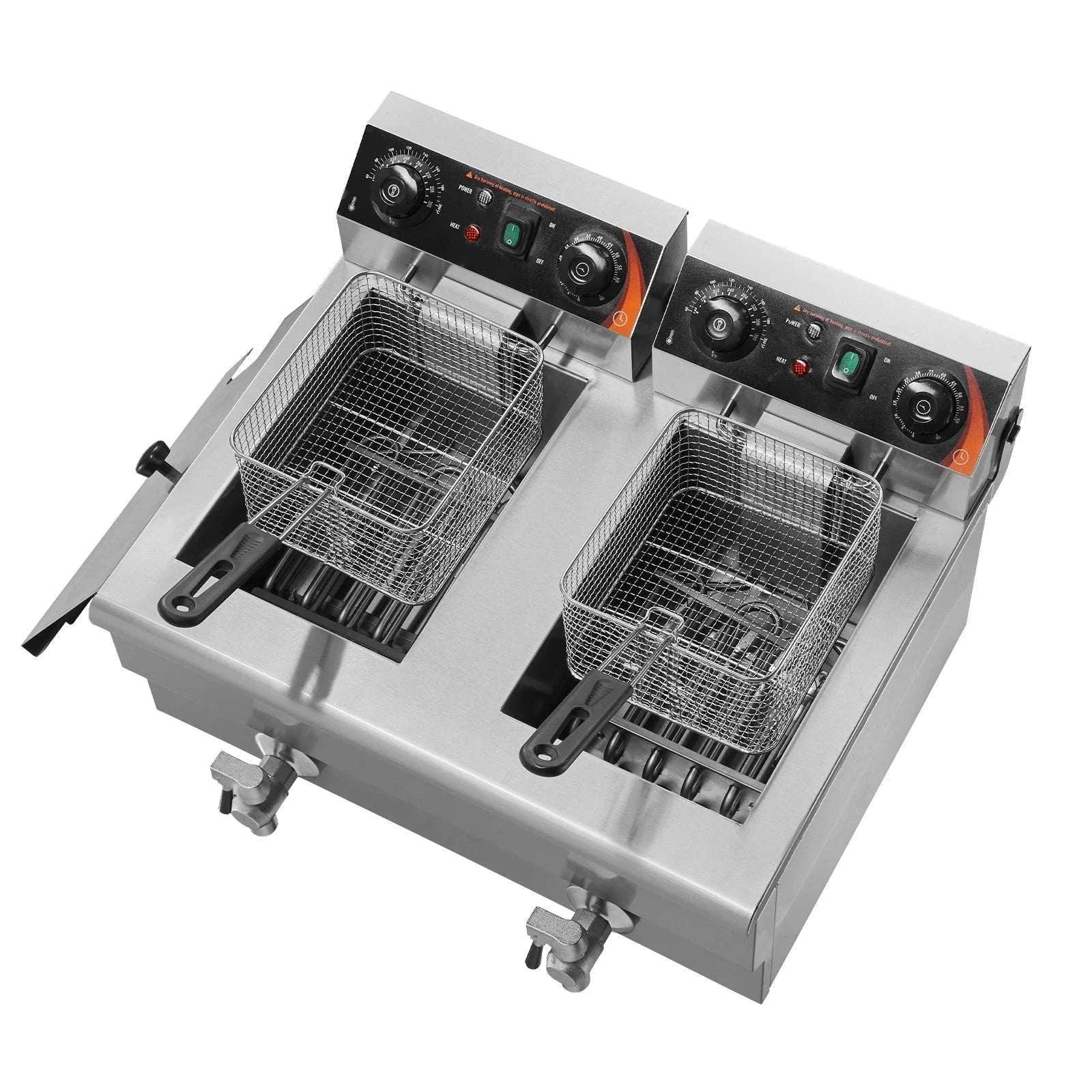 12L Commercial Electric Deep Fryer with Dual Tanks & Baskets-Timing with Filter / United States