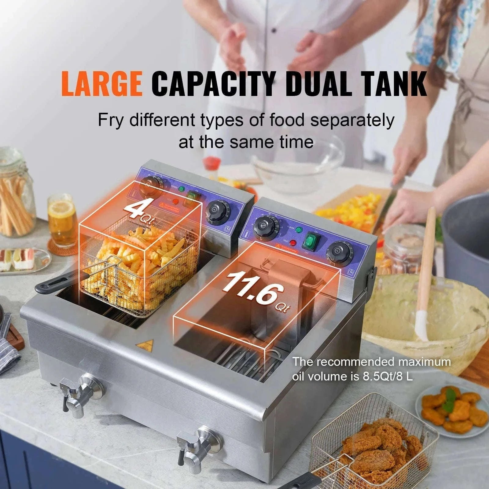 12L Commercial Electric Deep Fryer with Dual Tanks-not timer no filter / Dual Tanks / EU|GERMANY