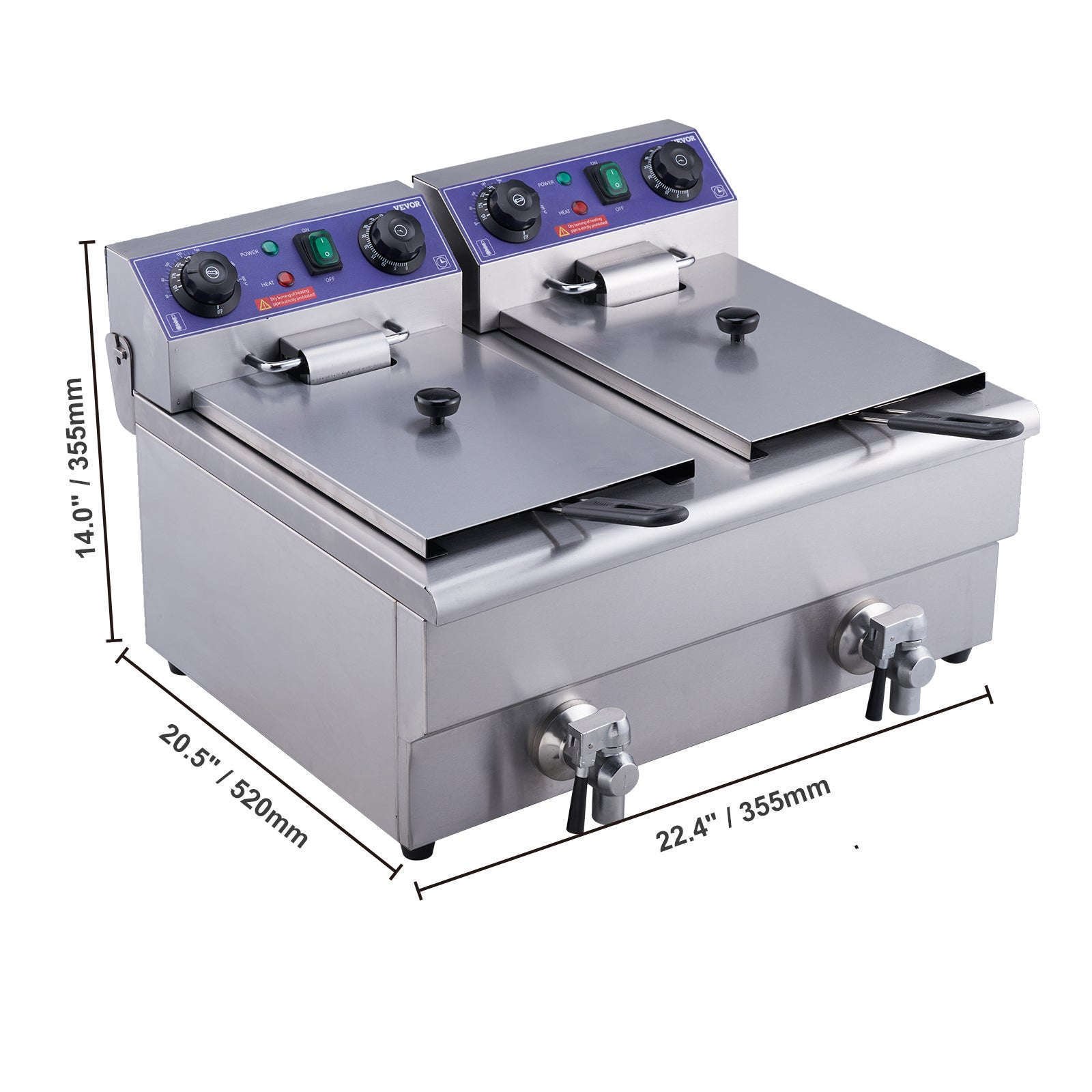 12L Commercial Electric Deep Fryer with Dual Tanks-not timer no filter / Dual Tanks / EU|GERMANY