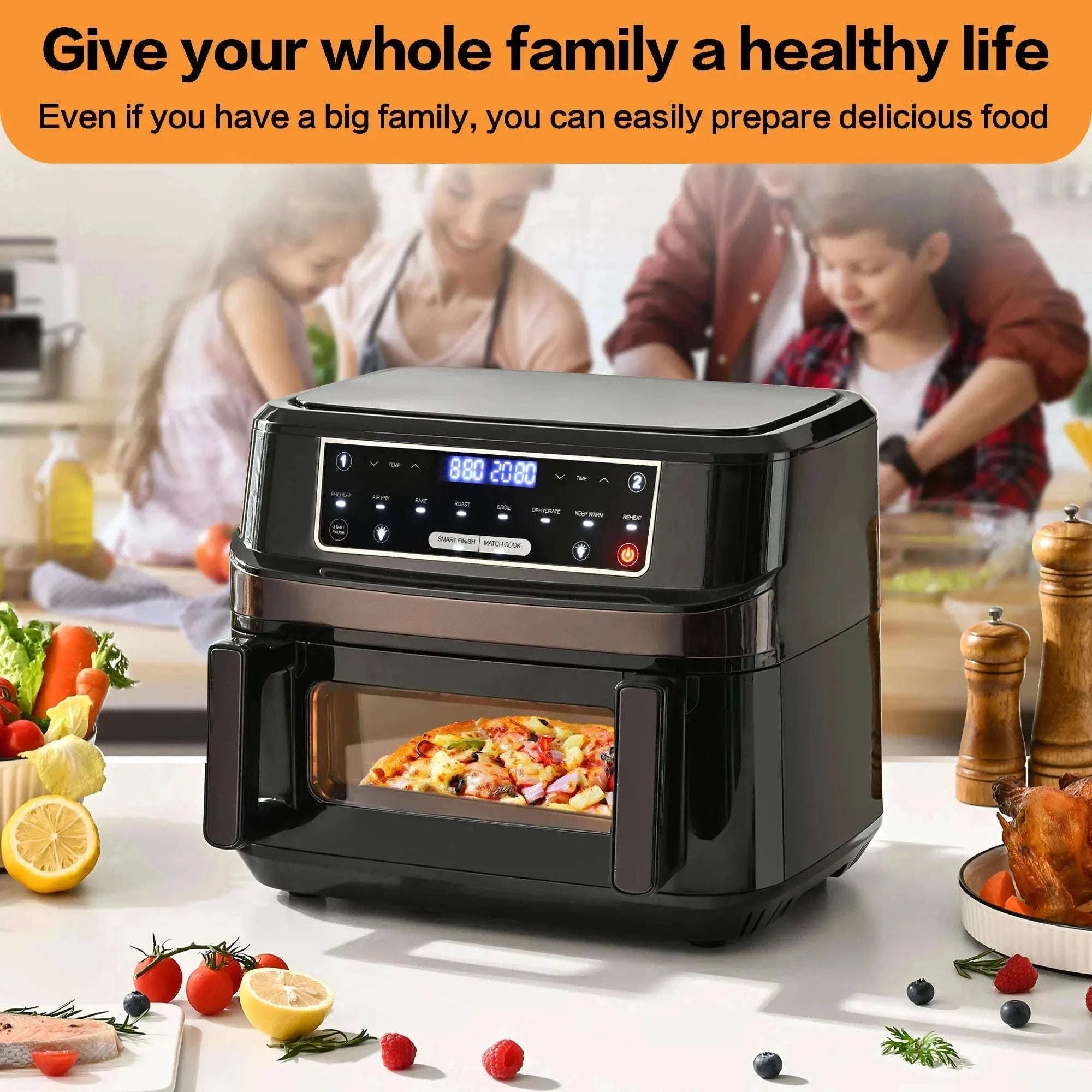 12L Hot Air Fryer with Dual Chambers and Viewing Window-black / GERMANY