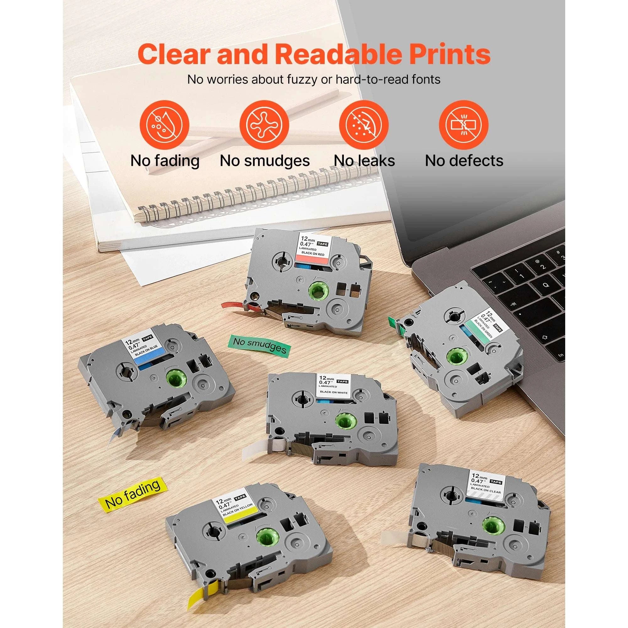 12mm Label Maker Tape 6-Pack Compatible with Brother P-Touch-6pcs / GERMANY