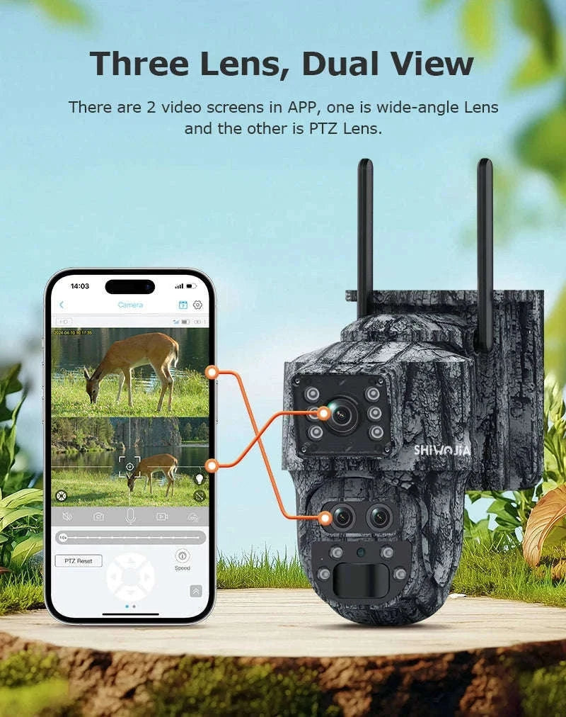 12MP 15X Zoom 4G Solar Security Camera Dual Screen Outdoor PTZ-White 4G 64GB / Russian Federation