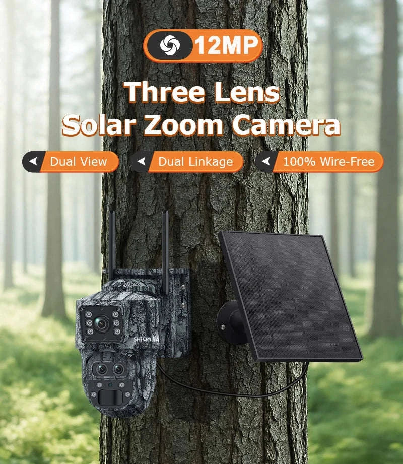 12MP 15X Zoom 4G Solar Security Camera Dual Screen Outdoor PTZ-White 4G 64GB / Russian Federation
