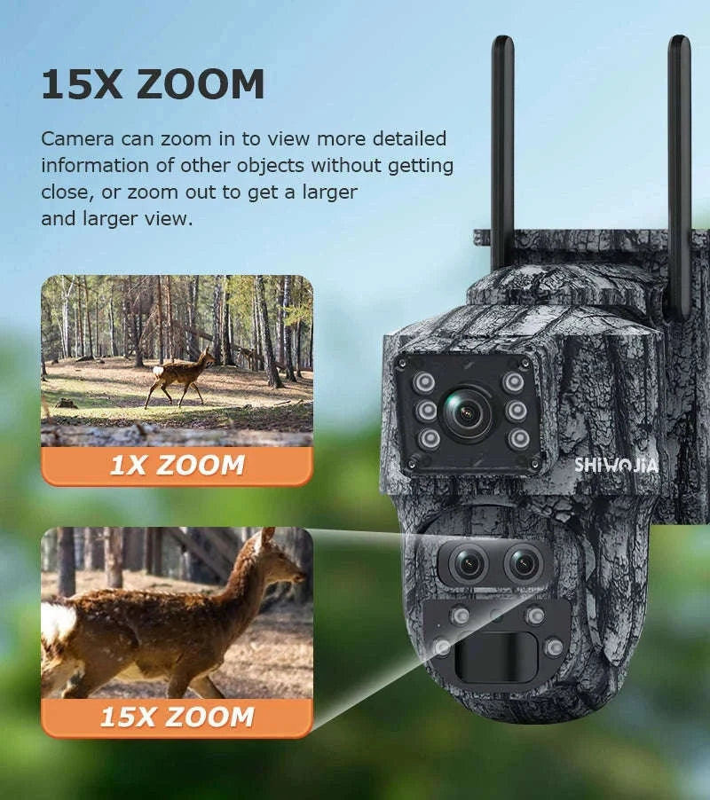 12MP 15X Zoom 4G Solar Security Camera Dual Screen Outdoor PTZ-White 4G 64GB / Russian Federation