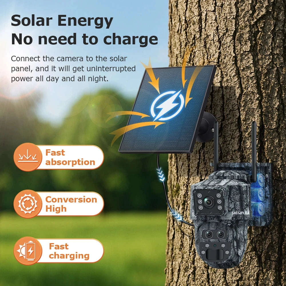 12MP 15X Zoom 4G Solar Security Camera Dual Screen Outdoor PTZ-White 4G 64GB / Russian Federation
