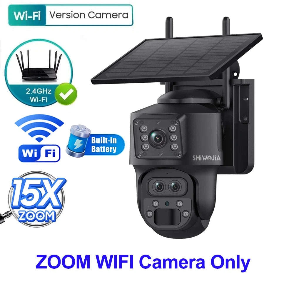 12MP 15X Zoom 4G Solar Security Camera Dual Screen Outdoor PTZ-White 4G 64GB / Russian Federation