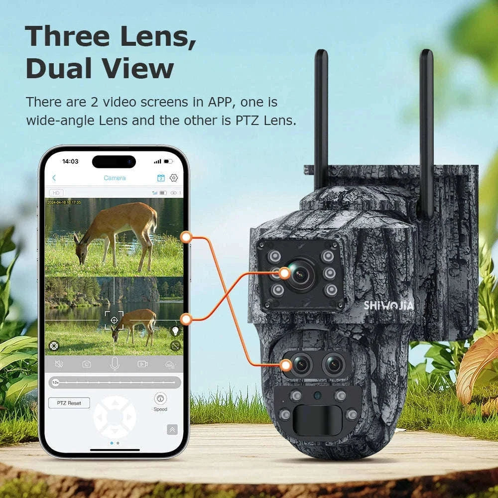 12MP 15X Zoom 4G Solar Security Camera Dual Screen Outdoor PTZ-White 4G 64GB / Russian Federation
