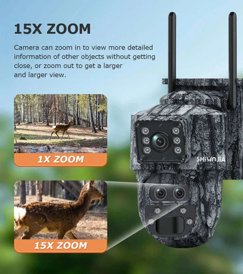 12MP 15X Zoom 4G Solar Security Camera Dual Screen Outdoor PTZ-White 4G 64GB / Russian Federation