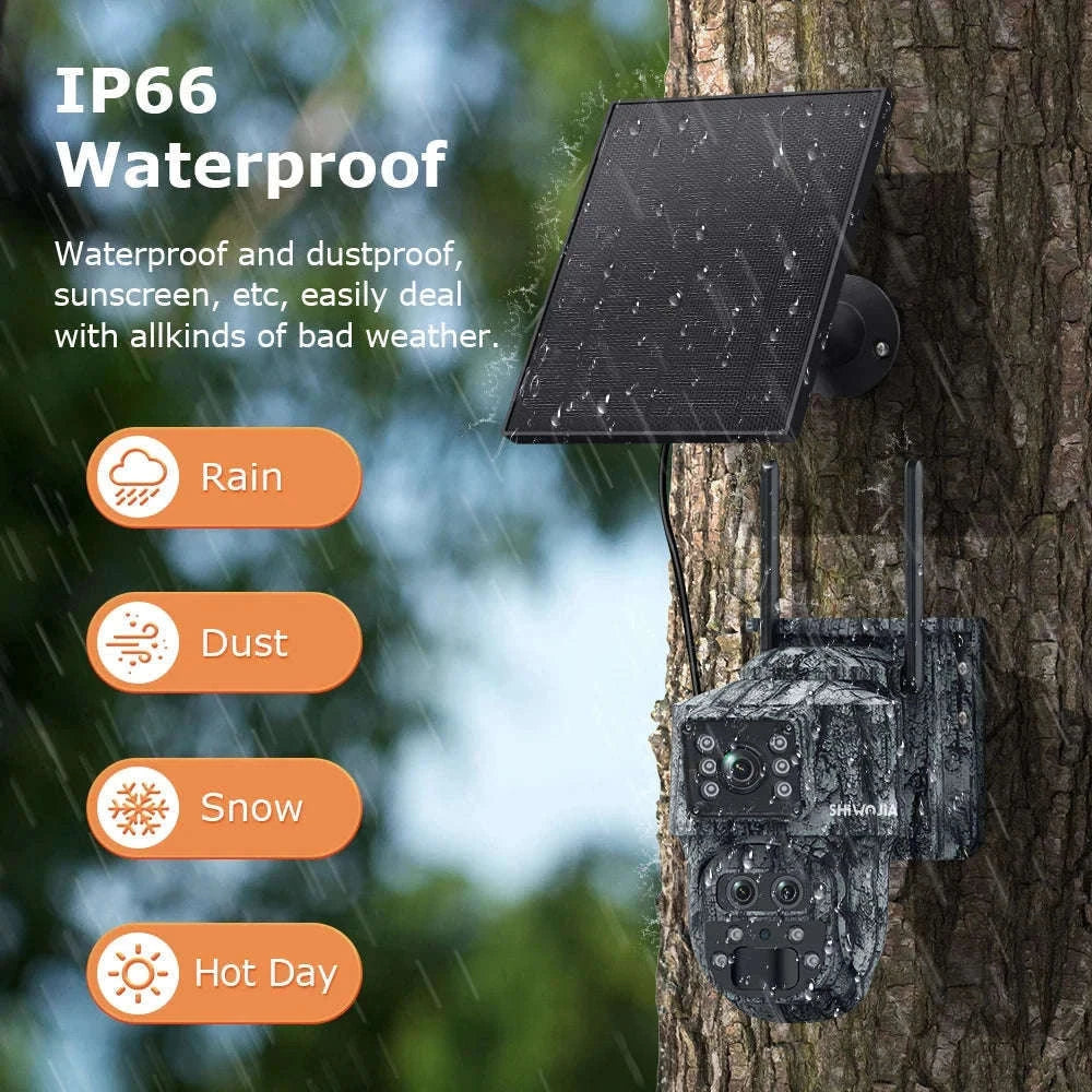 12MP 15X Zoom 4G Solar Security Camera Dual Screen Outdoor PTZ-White 4G 64GB / Russian Federation