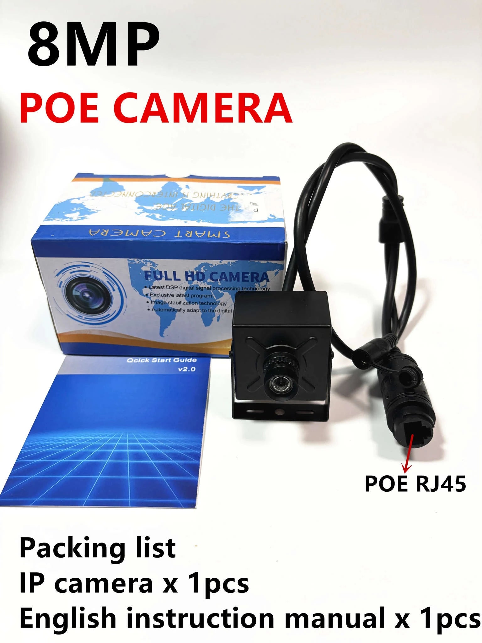 12MP Indoor PoE Security IP Camera with Mic and Motion Detection-8MP POE / 2.8mm