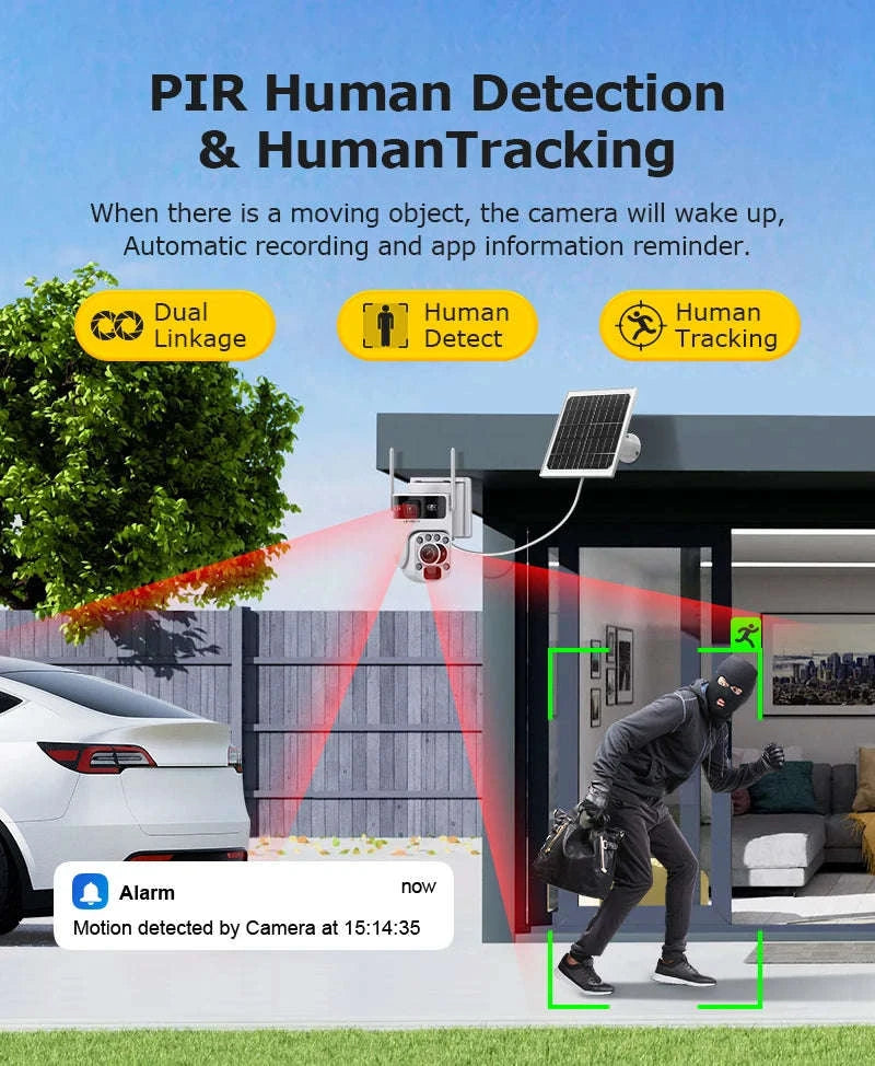 12MP Solar Security Camera with 60X Optical Zoom and Dual Lens-4G Version 60X Zoom / Poland