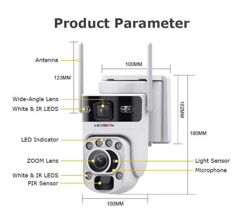 12MP Solar Security Camera with 60X Optical Zoom and Dual Lens-4G Version 60X Zoom / Poland