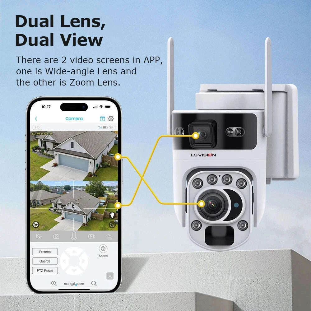 12MP Solar Security Camera with 60X Optical Zoom and Dual Lens-4G Version 60X Zoom / Poland