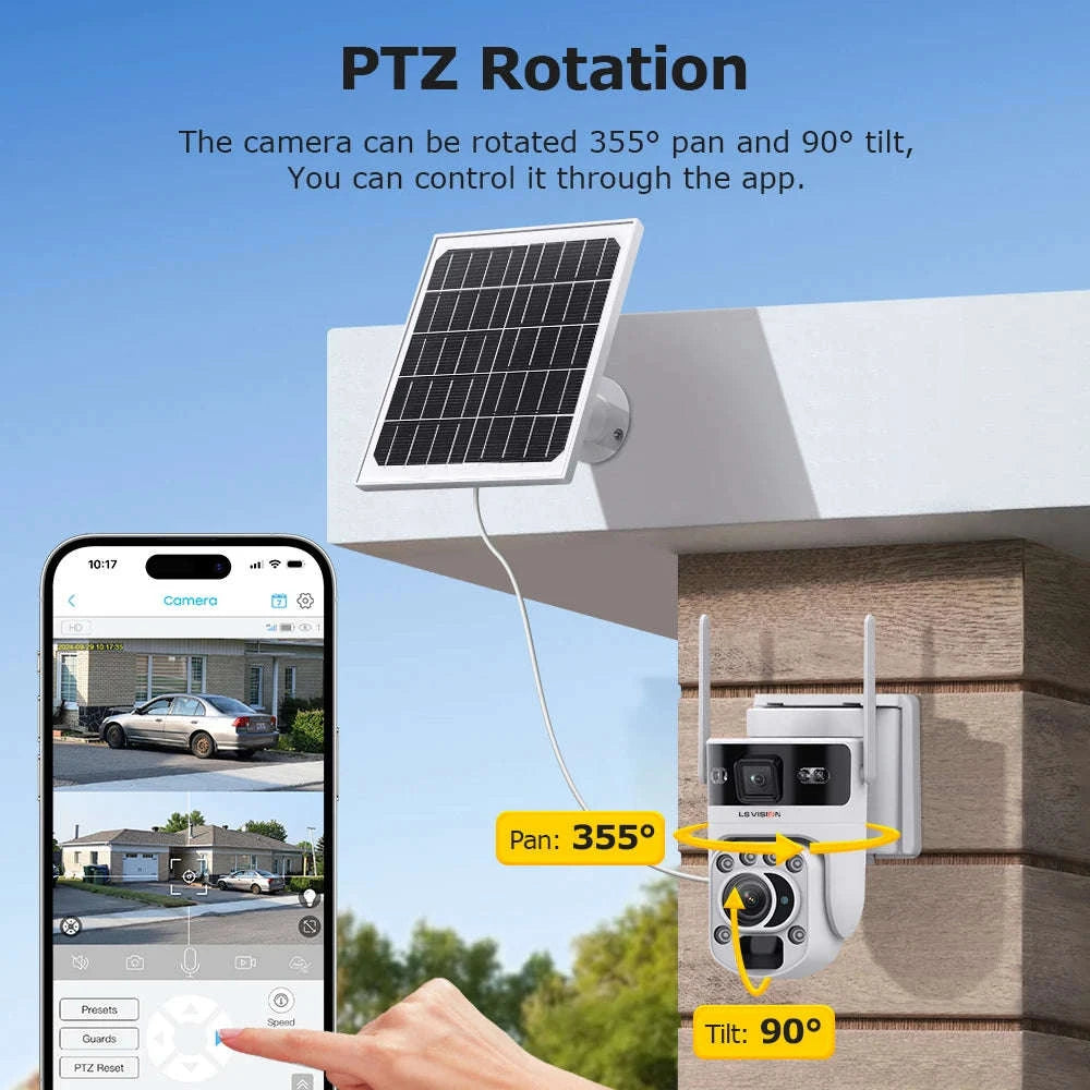 12MP Solar Security Camera with 60X Optical Zoom and Dual Lens-4G Version 60X Zoom / Poland