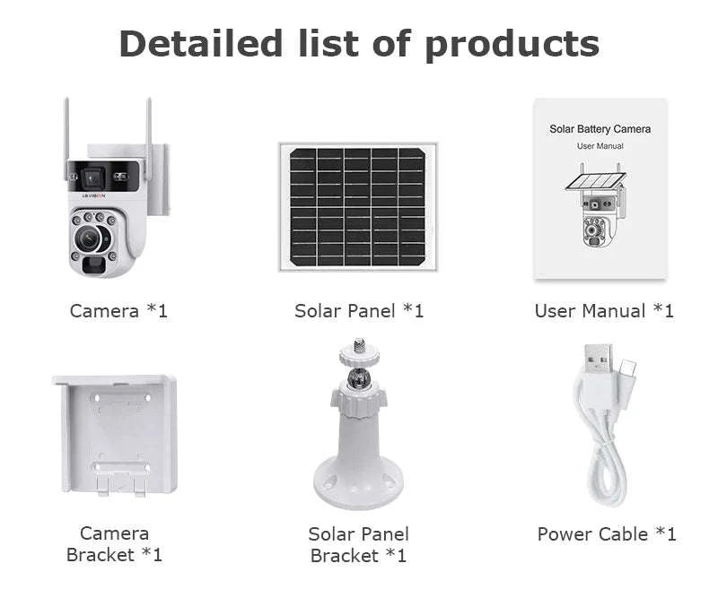 12MP Solar Security Camera with 60X Optical Zoom and Dual Lens-4G Version 60X Zoom / Poland