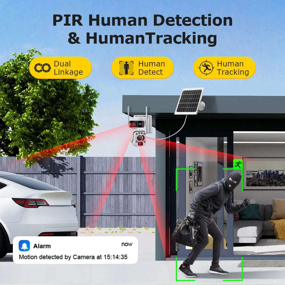 12MP Solar Security Camera with 60X Optical Zoom and Dual Lens-4G Version 60X Zoom / Poland