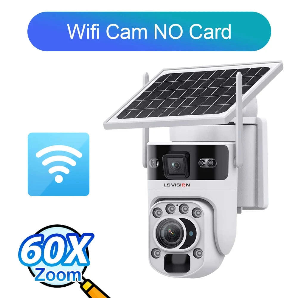 12MP Solar Security Camera with 60X Optical Zoom and Dual Lens-4G Version 60X Zoom / Poland