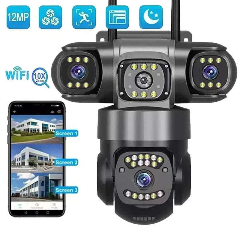 12MP Triple Lens WiFi Security Camera with AI Tracking & PTZ Zoom-WIFI Camera / AU Plug