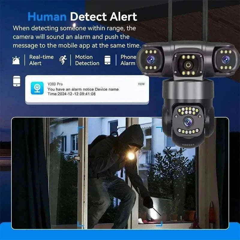 12MP Triple Lens WiFi Security Camera with AI Tracking & PTZ Zoom-WIFI Camera / AU Plug