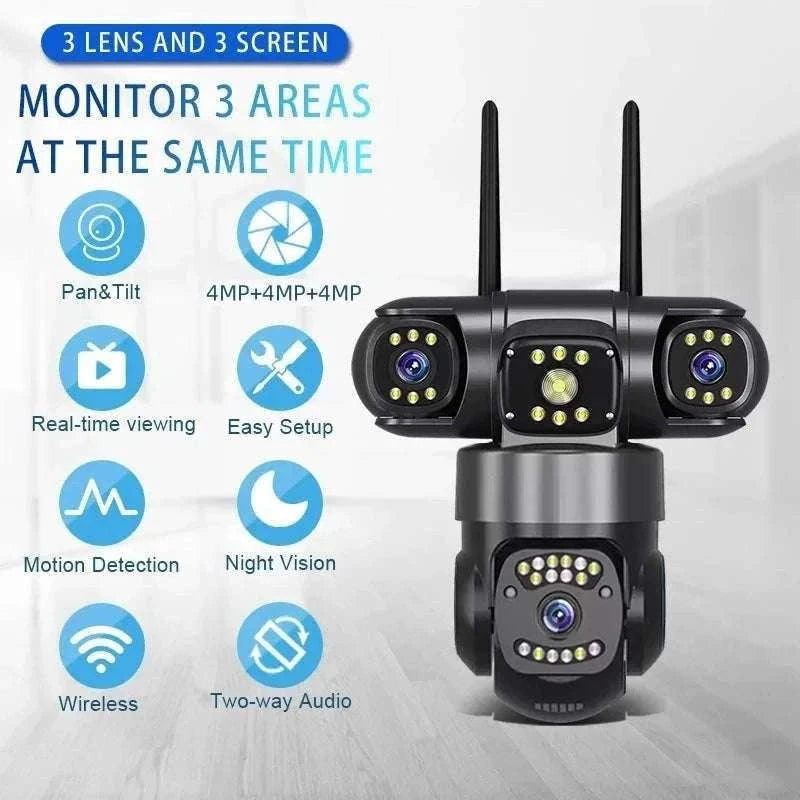 12MP Triple Lens WiFi Security Camera with AI Tracking & PTZ Zoom-WIFI Camera / AU Plug