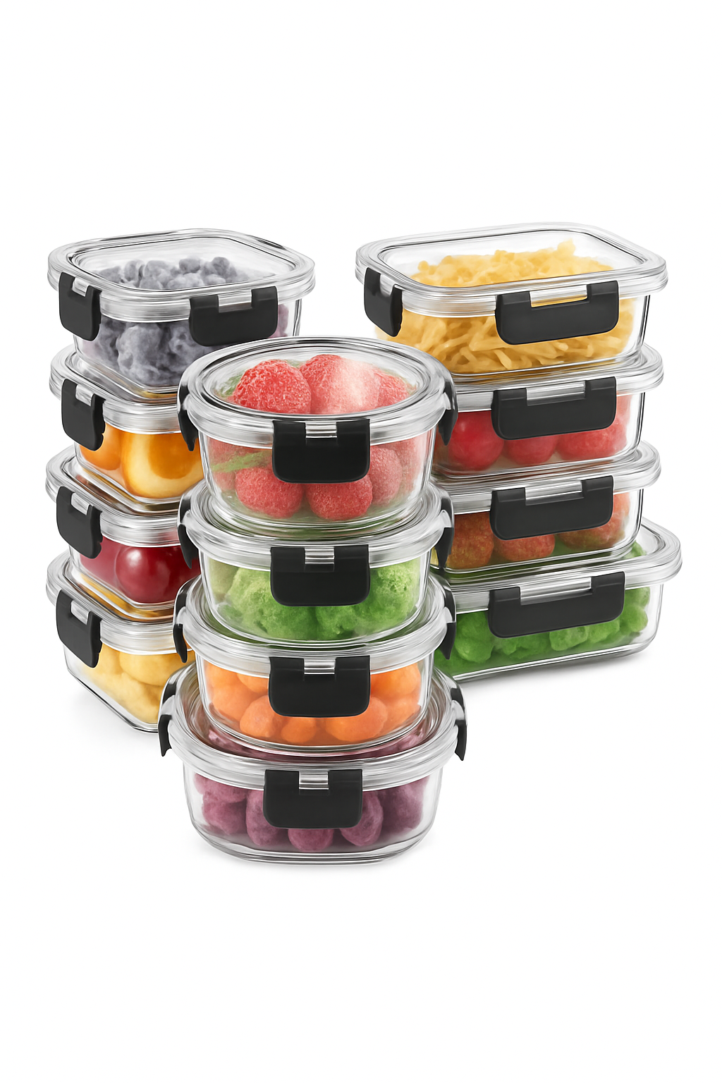 12-Piece Glass Meal Prep Containers with Airtight Leak-Proof Lids