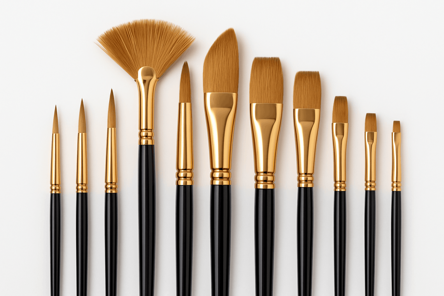12pc Nylon Brush Set for Watercolor, Acrylic & Oil Painting-12 PCS