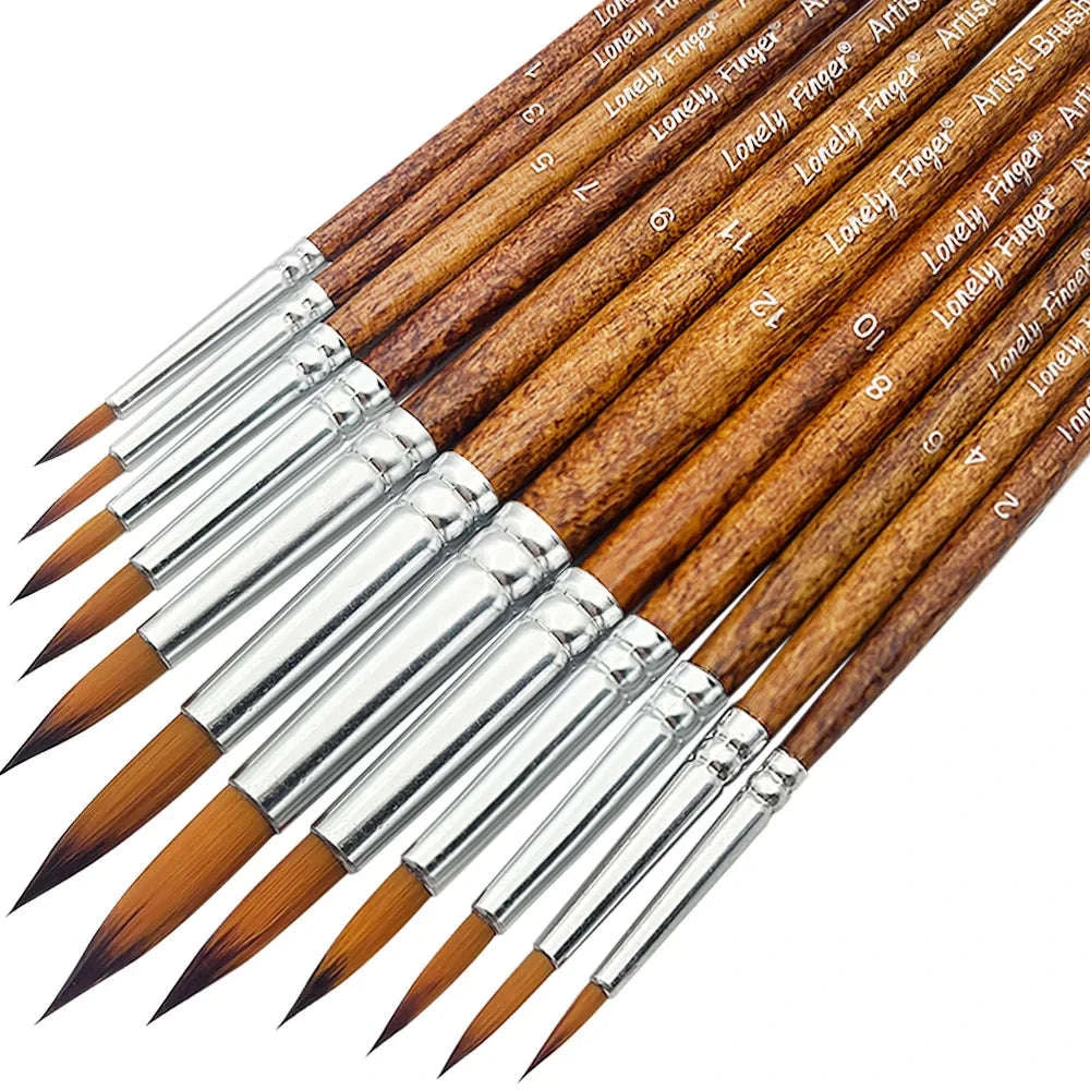 12pcs Professional Round Artist Paint Brush Set-Orange Round