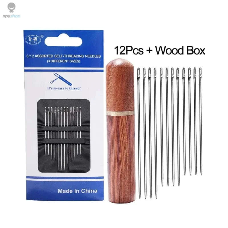 12pcs Side-Threading Sewing Needles for Easy DIY-Gold 12pcs
