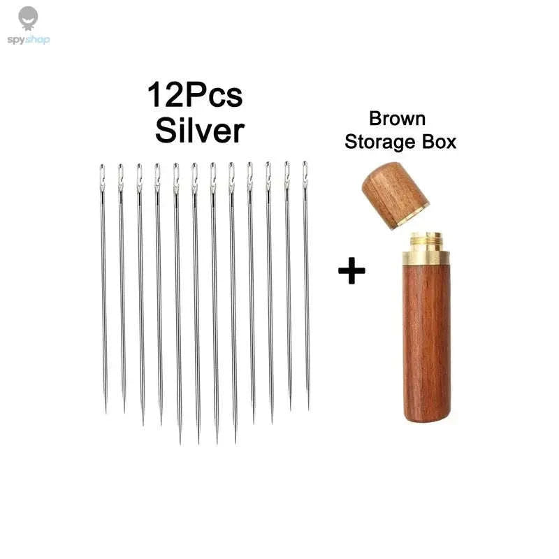 12pcs Side-Threading Sewing Needles for Easy DIY-Gold 12pcs