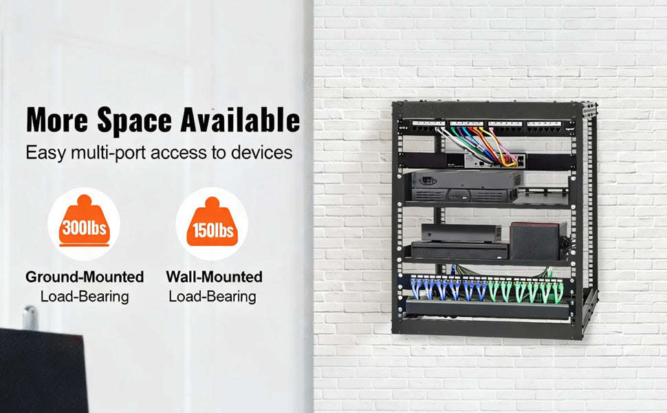 12U Open Frame Server Rack Adjustable Depth Floor or Wall Mount-12U / United States