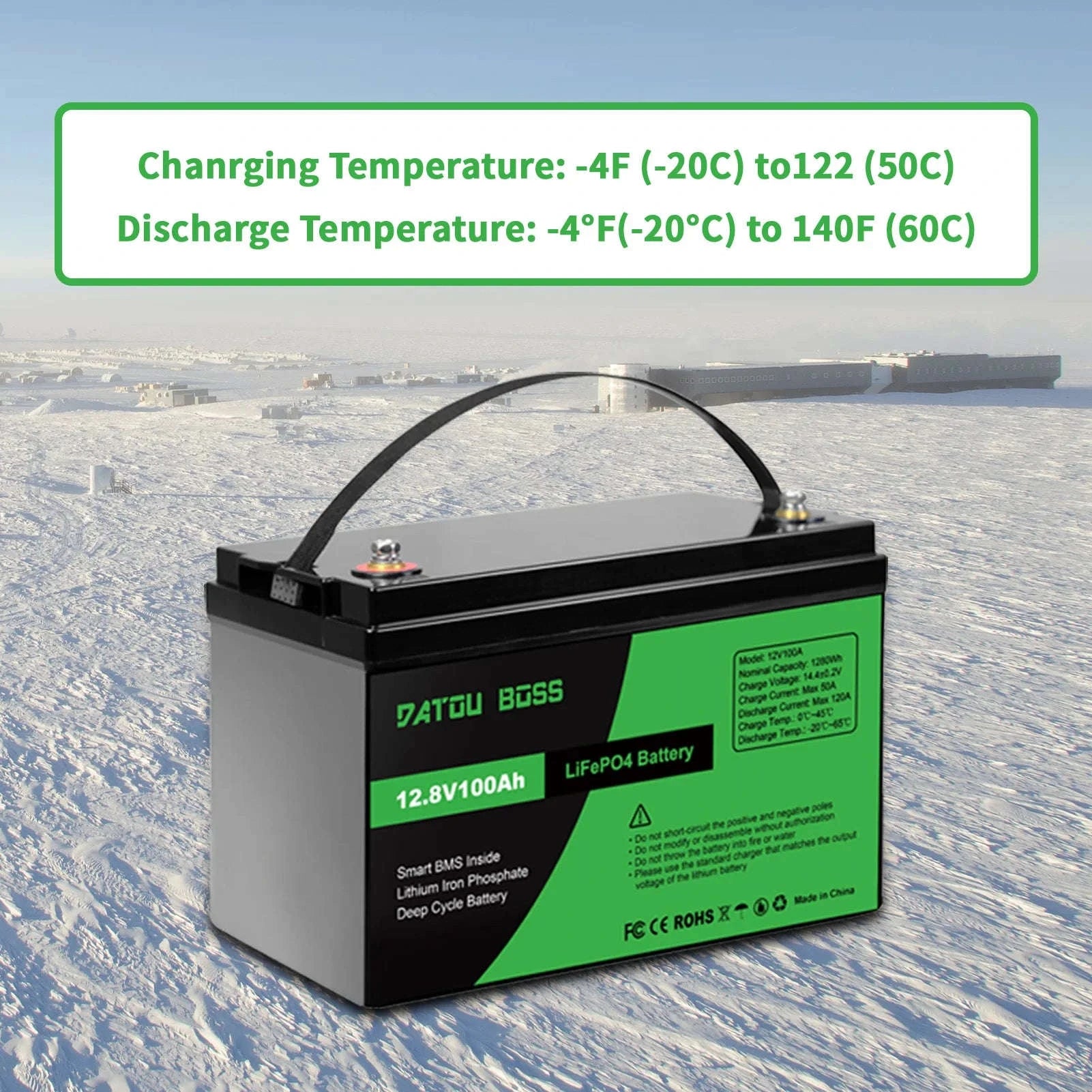 12V 100Ah Deep Cycle LiFePO4 Battery with Built-In BMS-12V100Ah / United Kingdom