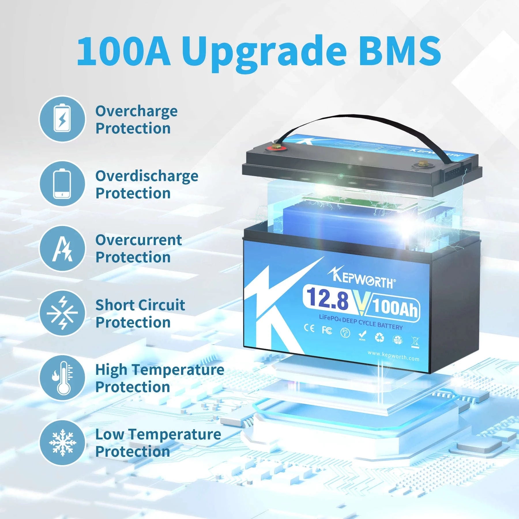 12V 100Ah LiFePO4 Battery Pack-12V 100Ah Bluetooth / United States