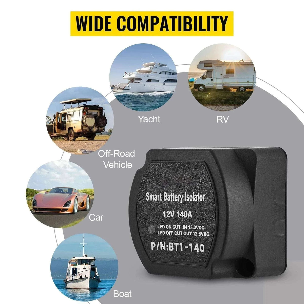12V 140A Split Charge Relay Kit Dual Battery Isolator for RV & ATV-6 mtr Battery Cable / Poland